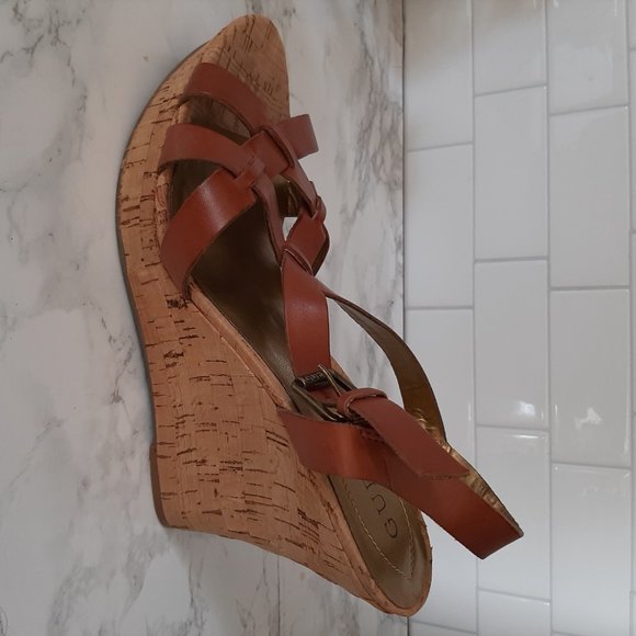 GUESS Women’s Cork Wedge Heel Sandals, Size 10(US) - Picture 2 of 7